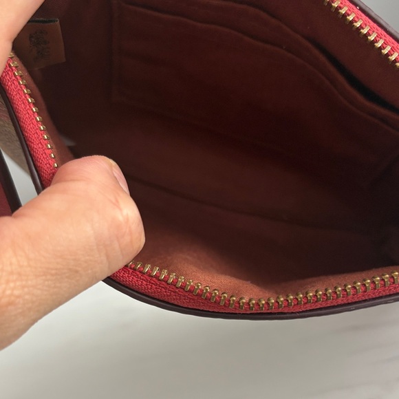 Coach Brown and Red Heart Wristlet - Picture 4 of 6